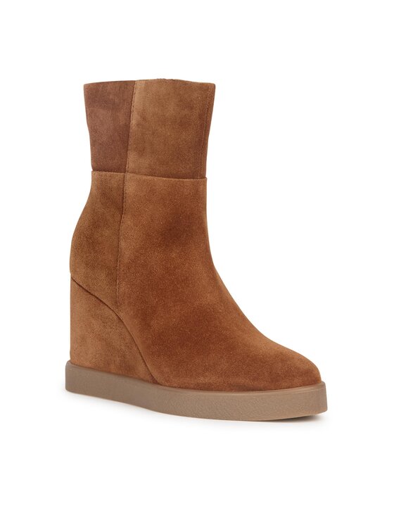 Geox Polokozačky Geox D Elidea Wedge D36VQB 00022 CD500 Hnědá