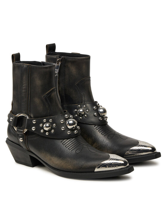 PINKO Kovbojské topánky PINKO Tex 07 SD0195P056 Čierna