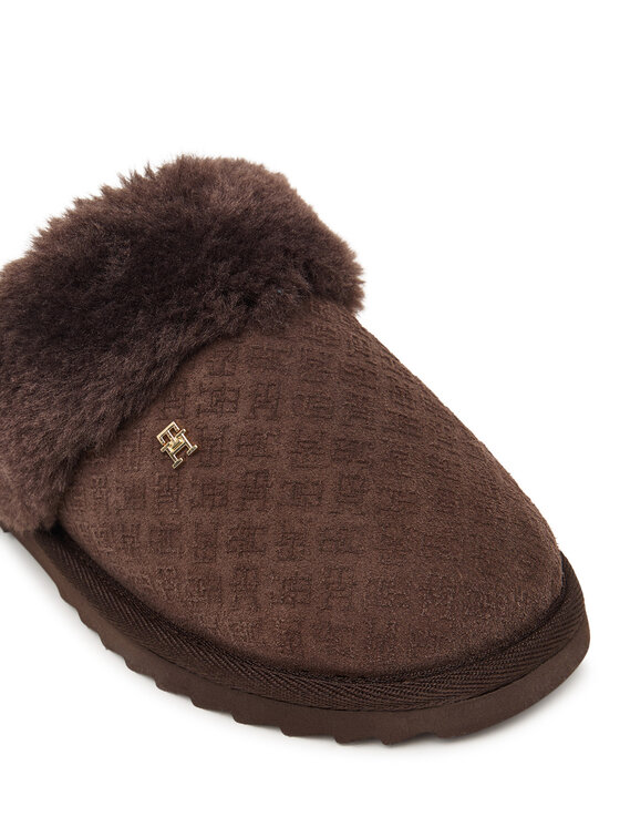 Tommy Hilfiger Papucs Tommy Hilfiger Th Premium Shearling Shoes FW0FW09947 Sötétbarna