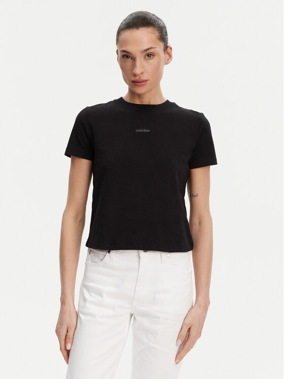 Calvin Klein Jeans Calvin Klein Jeans Majica Placed Institutional J20J225524 Črna Slim Fit