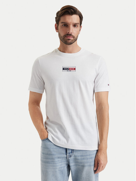 Tommy Hilfiger Tommy Hilfiger Camiseta Brand Love MW0MW44882 Blanco Regular Fit