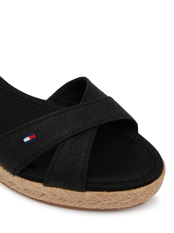 Tommy Hilfiger Espadrilky Tommy Hilfiger Mid Wedge Espad X Cross FW0FW09332 Čierna