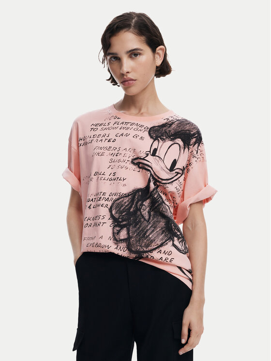 Desigual Desigual Póló Donald 25SWTKAH Rózsaszín Loose Fit