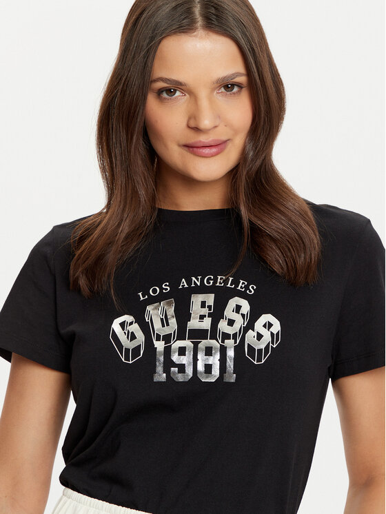Guess Guess Футболка V5RI06 I3Z14 Чорний Regular Fit
