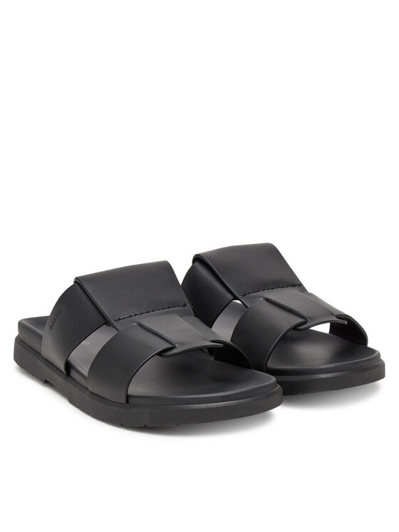 Calvin Klein Nazouváky Calvin Klein Lug Sandal Double T Lth HM0HM01734 Černá