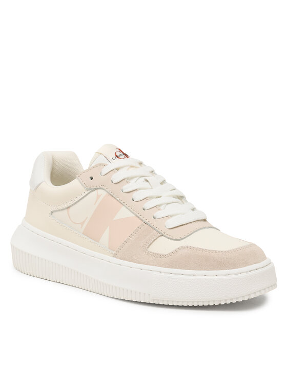 Calvin Klein Jeans Sneakersy Calvin Klein Jeans Chunky Cupsole Laceup Mix Lth Wn YW0YW01046 Béžová
