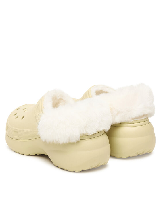Crocs Шльопанці Crocs Classic Platform Fuzz Lined Clog 212854 Бежевий