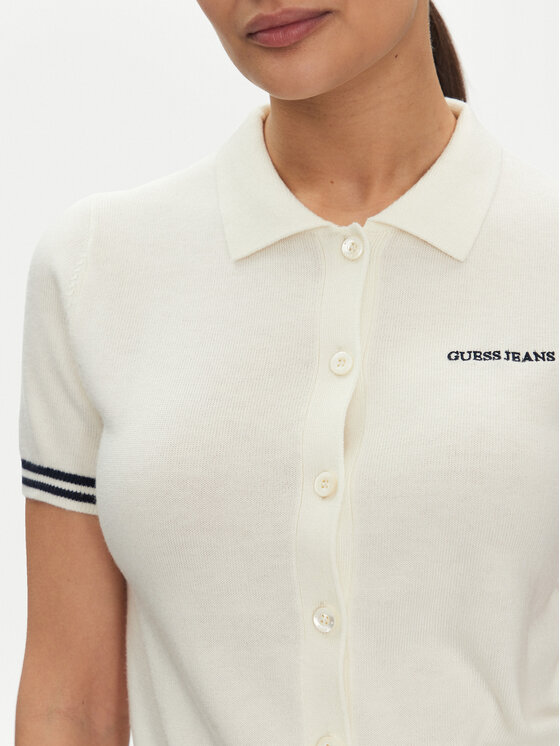 Guess Jeans Guess Jeans Поло W5GR03 Z3HO2 Кремовий Regular Fit