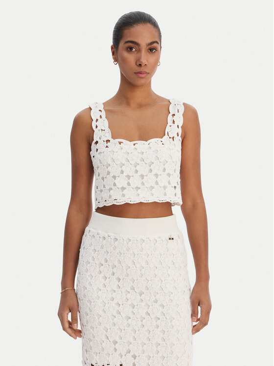 Fracomina Fracomina Top FR26ST4017K488R6 Écru Regular Fit