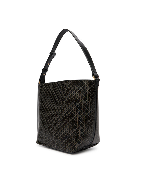 Calvin Klein Torebka Calvin Klein Emblem Aop Medium Bucket LV04F3365G Czarny
