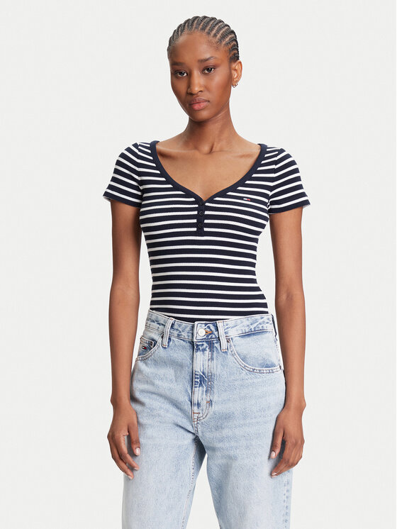 Tommy Jeans Tommy Jeans T-shirt Henley DW0DW20902 Tamnoplava Slim Fit