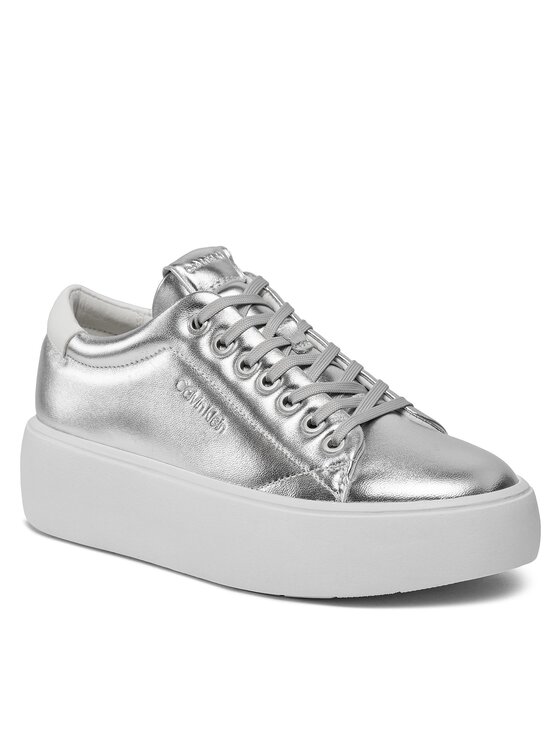Calvin Klein Tenisice Calvin Klein Bubble Cupsole Lace Up Metallic HW0HW02008 Srebrna
