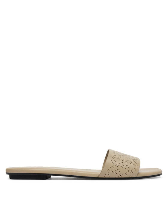 Calvin Klein Šlepetės Calvin Klein Org Flat Sndl One Bar Lth Aop HW0HW02857 Smėlio