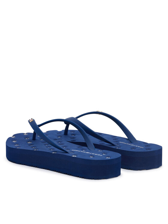 Tommy Hilfiger Čības uz pirksta Tommy Hilfiger Repeat Logo Platform FW0FW09199 Tumši zils