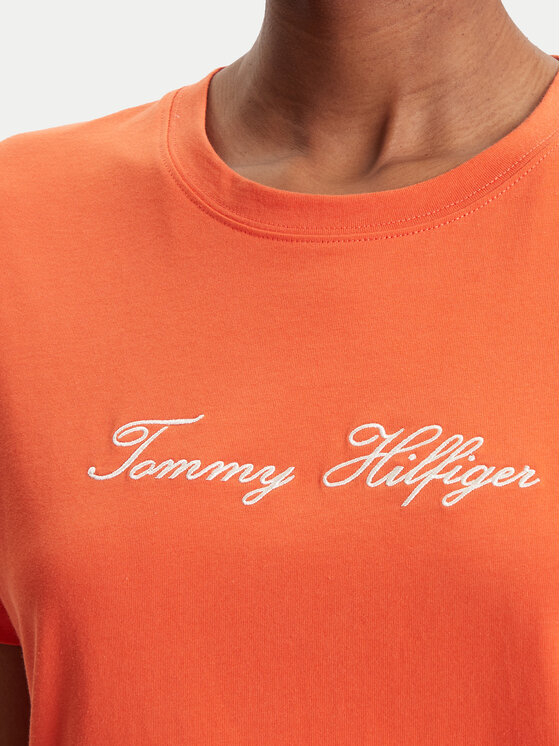 Tommy Hilfiger Tommy Hilfiger T-shirt Script WW0WW45746 Arancione Regular Fit