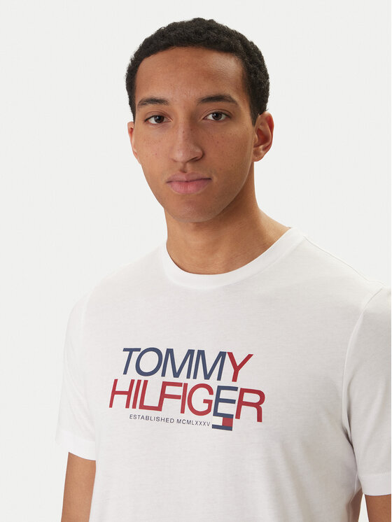 Tommy Hilfiger Tommy Hilfiger Camiseta Brand Love Big Text MW0MW42369 Blanco Regular Fit