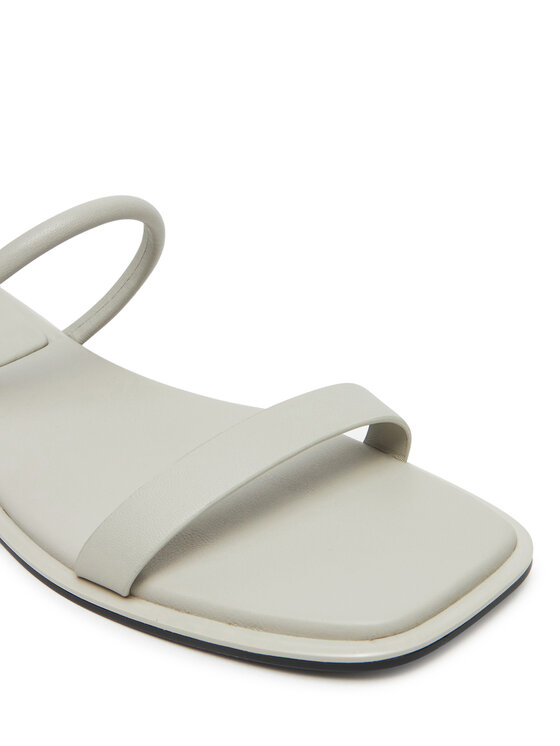 Calvin Klein Šľapky Calvin Klein Flat Sandal Squared 2-Bar Lth HW0HW02532 Écru