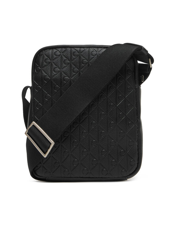 Calvin Klein Torbica za okrog pasu Calvin Klein Emblem Emboss Reporter LV04D3204G Črna