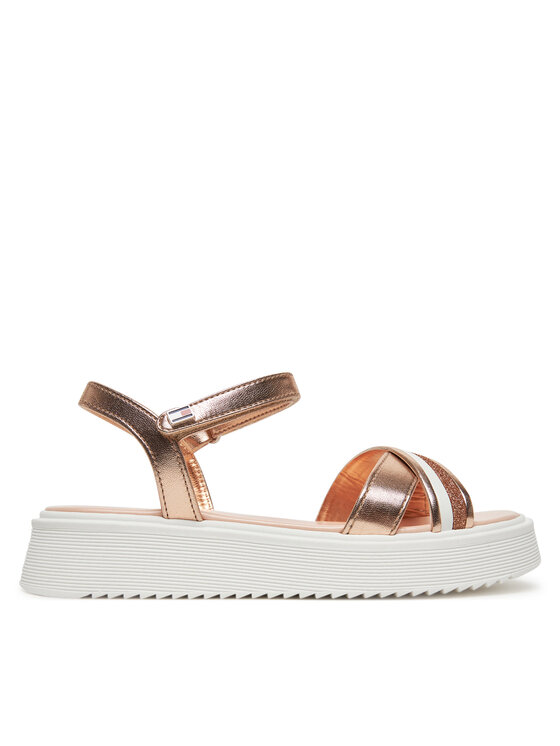 Tommy Hilfiger Sandały Tommy Hilfiger Sandal T4A2-33800-0569 S Różowe złoto