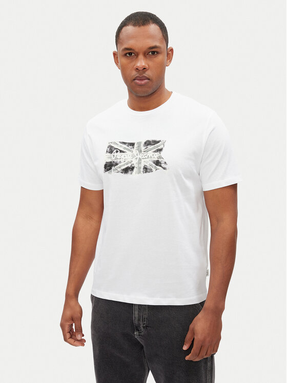 Pepe Jeans Pepe Jeans T-Shirt Flag PM509720 Λευκό Regular Fit