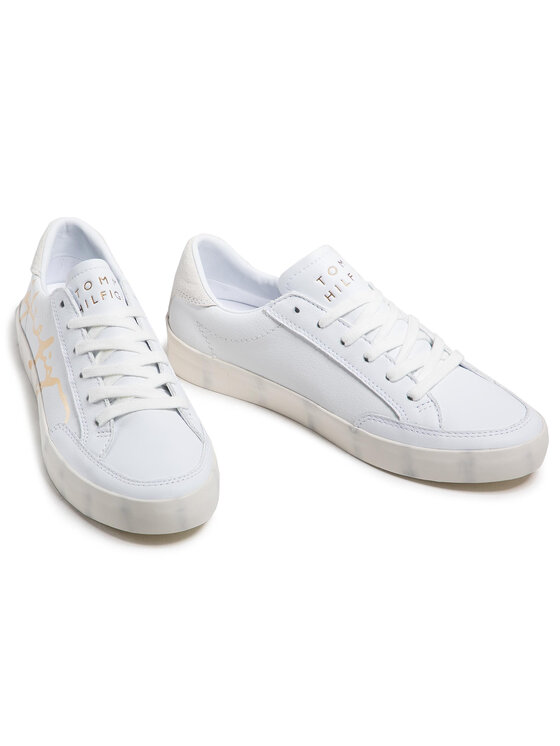 Tommy Hilfiger Sneakers Tommy Hilfiger Th Signature Leather Sneaker FW0FW05701 Alb