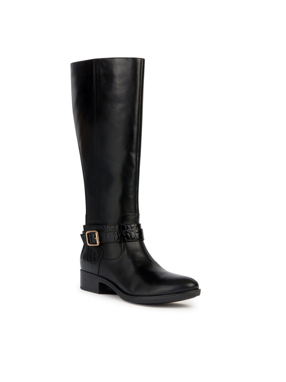 Geox Kozačky ve vojenském stylu Geox D Felicity D36G1A 04340 C9999 Černá