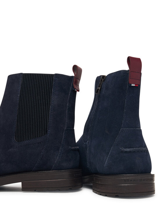 Tommy Hilfiger Botki Tommy Hilfiger Cleated Hilifger Suede Boot FM0FM05961 Granatowy