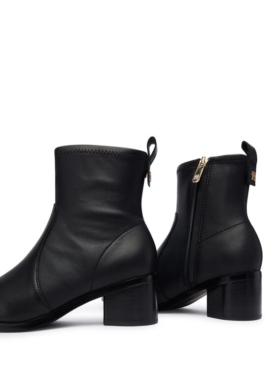 Tommy Hilfiger Botki Tommy Hilfiger Th Stretch Leather Bootie FW0FW08860 Czarny