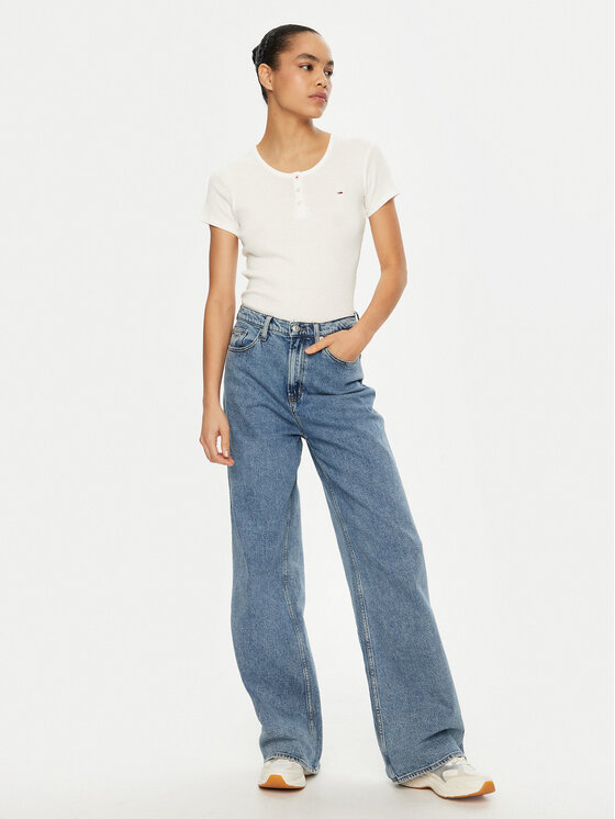 Tommy Jeans Tommy Jeans Póló DW0DW19502 Fehér Slim Fit