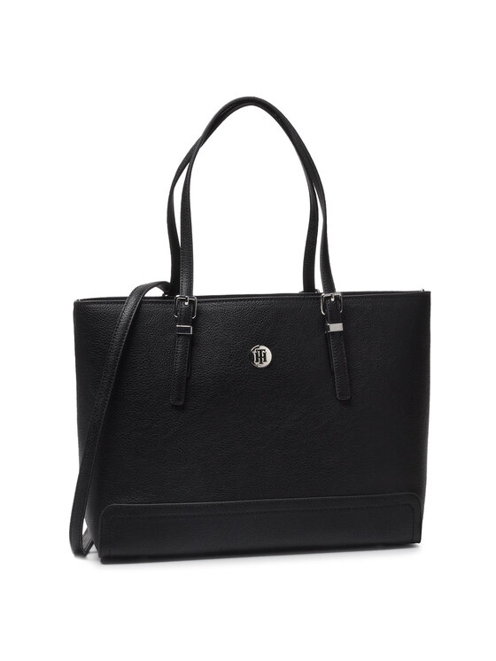 Tommy Hilfiger Borsetta Tommy Hilfiger Honey Med Tote AW0AW07294 Nero