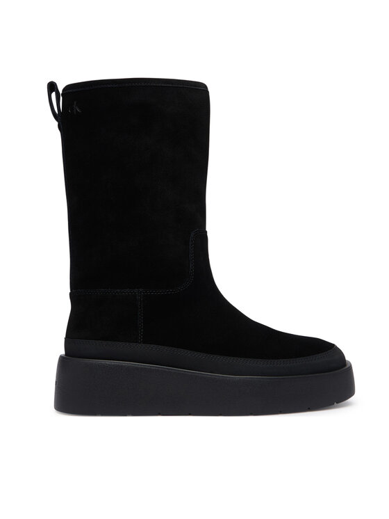 Calvin Klein Čizme za snijeg Calvin Klein Flatform Mid Boot Suede Wl HW0HW03181 Crna