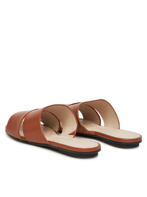 Calvin Klein Чехли Calvin Klein Flat Slide - Lth 2 Straps HW0HW02365 Кафяв
