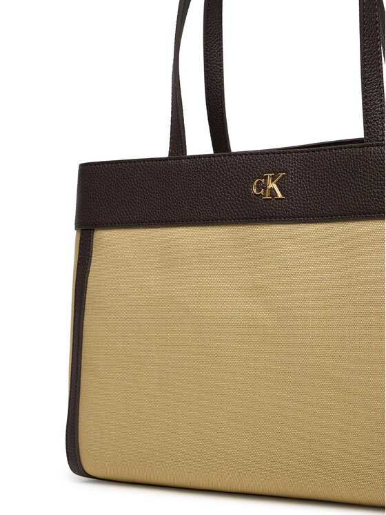 Calvin Klein Torebka Calvin Klein Ck Canvas Medium Tote LV04F3503G Beżowy