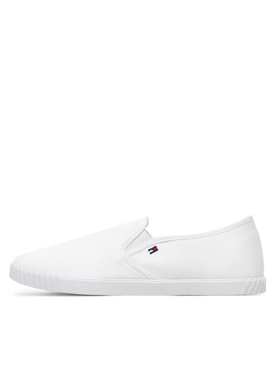 Tommy Hilfiger Teniși Tommy Hilfiger Canvas Slip-On Sneaker FW0FW07806 Alb