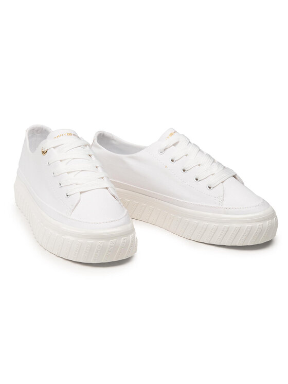 Tommy Hilfiger Tenis superge Tommy Hilfiger Shiny Flatform Vulc Sneaker FW0FW05536 Bela