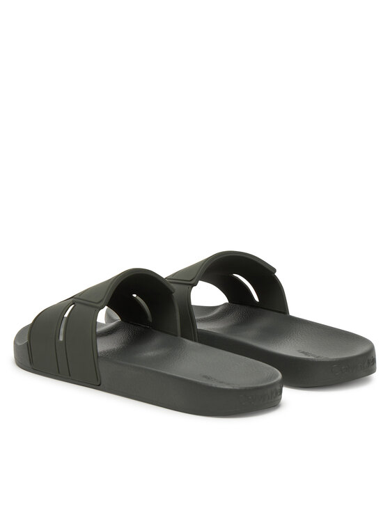 Calvin Klein Şlapi Calvin Klein Pool Slide Double T HM0HM01752 Kaki