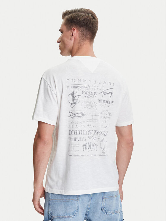 Tommy Jeans Tommy Jeans Majica Archive Logos DM0DM21584 Bela Relaxed Fit