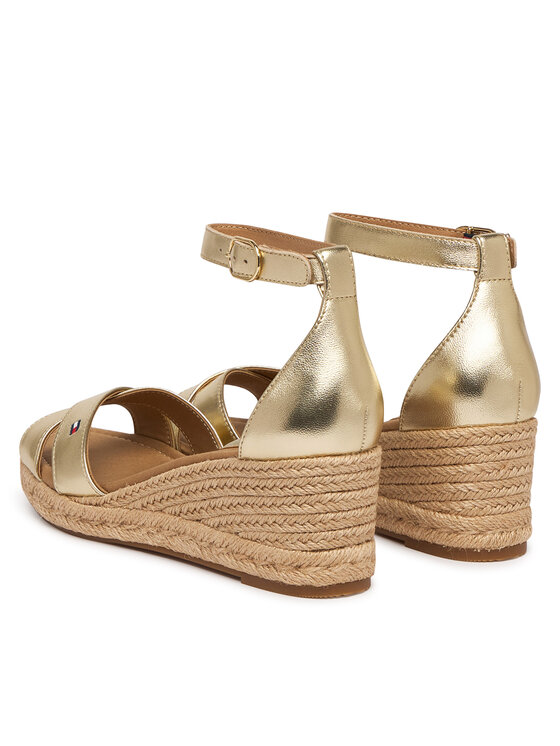 Tommy Hilfiger Espadrilky Tommy Hilfiger Metalic Crossover Strap FW0FW09333 Zlatá