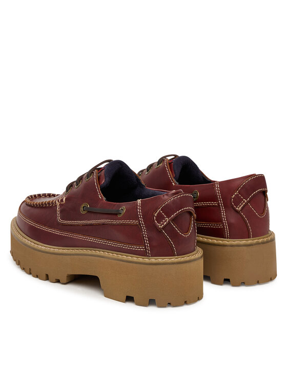 Tommy Jeans Zapatos hasta el tobillo Tommy Jeans Archive '01 Boat Shoe Leather EN0EN03003 Guinda/burdeos