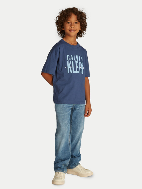 Calvin Klein Jeans Calvin Klein Jeans Majica Bold Graphic IB0IB02448 Modra Relaxed Fit