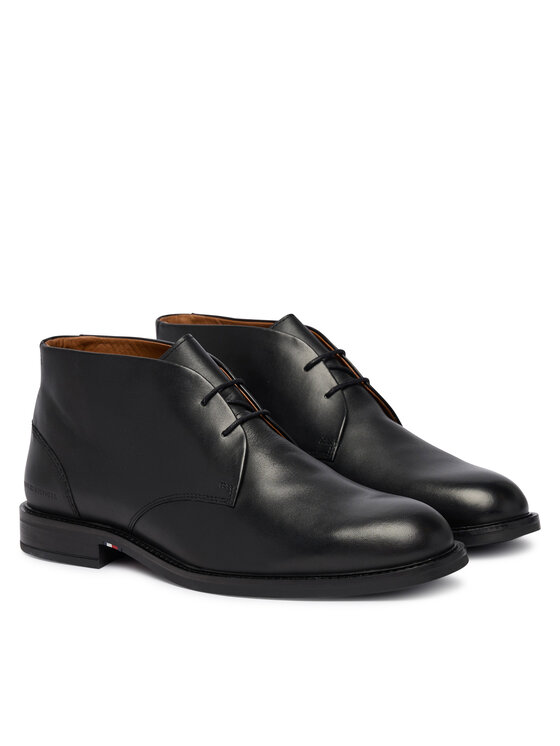 Tommy Hilfiger Trzewiki Tommy Hilfiger Corporate Dressy Lth Lace Boot FM0FM05949 Czarny