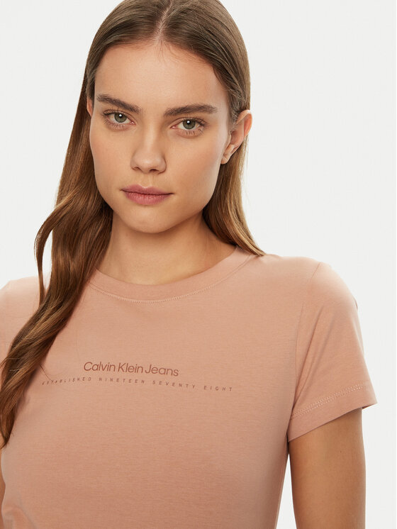 Calvin Klein Jeans Calvin Klein Jeans Marškinėliai Institutional Graphic J20J224990 Oranžinė Slim Fit