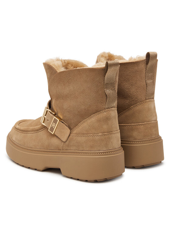 Tommy Hilfiger Апрески Tommy Hilfiger Th Buckle Shearling Snow Boot FW0FW09687 Бежов