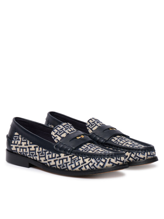 Tommy Hilfiger Čevlji brez vezalk Tommy Hilfiger Th Monogram Penny Bar Loafer FW0FW09537 Mornarsko modra