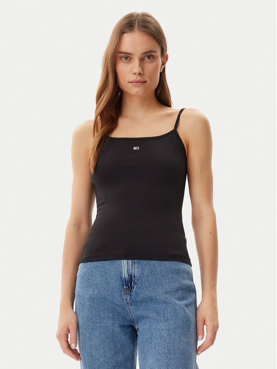 Tommy Jeans Tommy Jeans Marškinėliai Essential DW0DW20675 Juoda Slim Fit