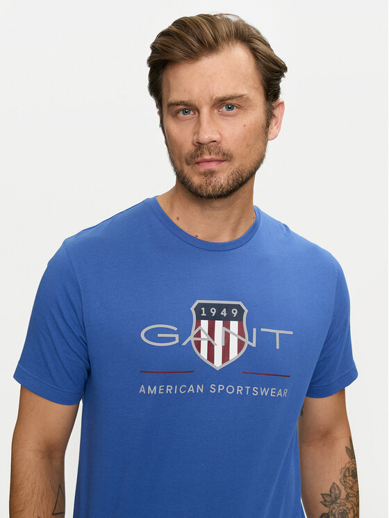Gant Gant Majica Archive Shield 2003199 Modra Regular Fit