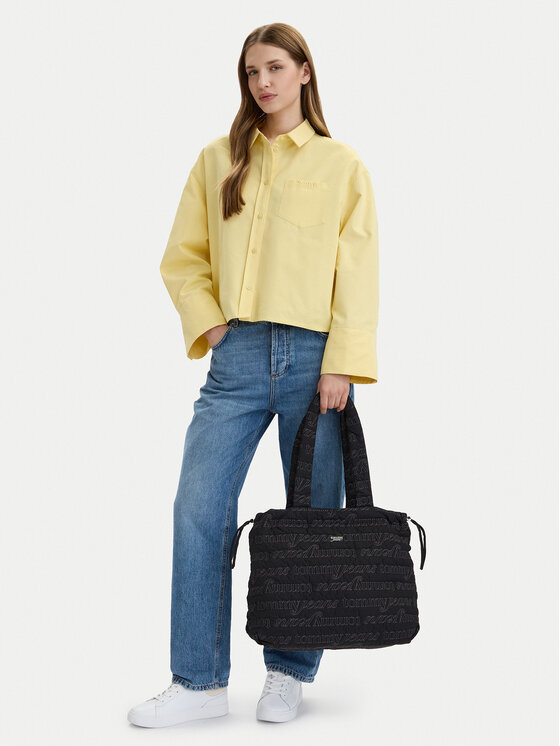 Tommy Jeans Torbica Tommy Jeans Tjw Icon Nylon Tote Aop AW0AW18649 Crna