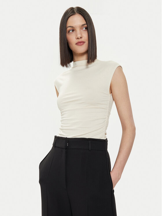 Gina Tricot Gina Tricot Τοπ 20883 Εκρού Slim Fit