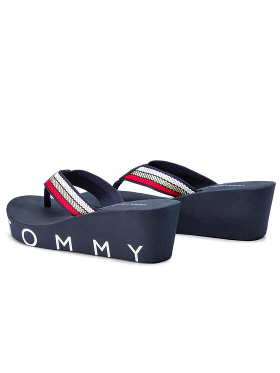 Tommy Hilfiger Japonke Tommy Hilfiger Iconic Wedge Beach Sandal FW0FW03866 Mornarsko modra