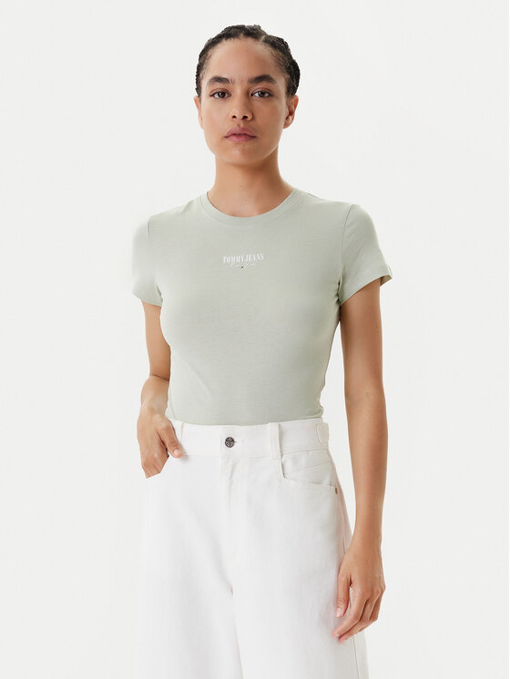 Tommy Jeans Tommy Jeans T-shirt Essential DW0DW20913 Zelena Slim Fit